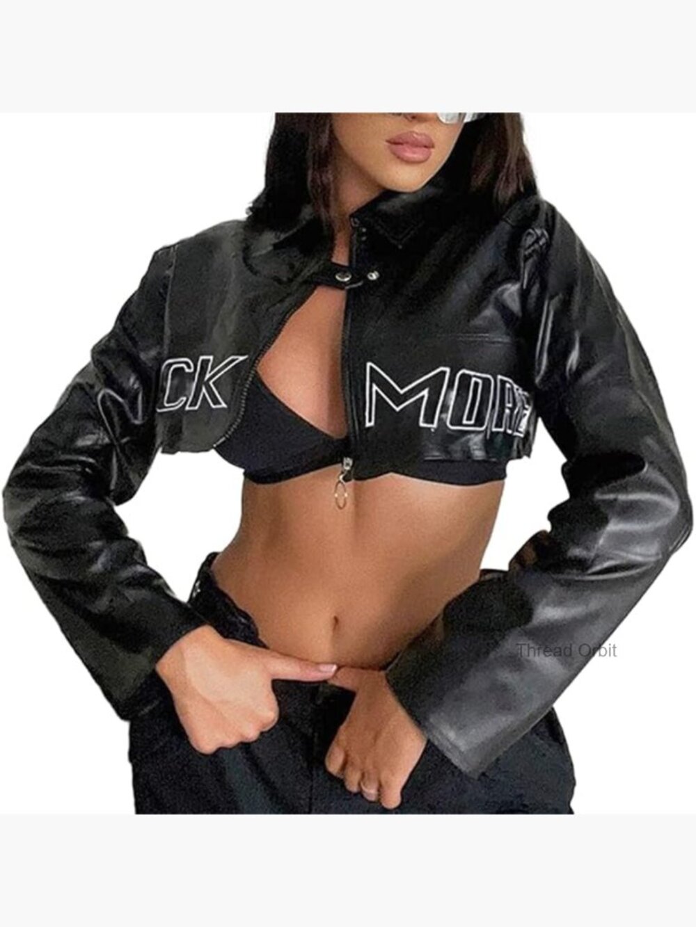Gothic Crop Jacket Punk Leather Moto Zip Up for Women Teen Girls